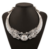 Bohemian  Vintage Style, Double Dragon Element Choker Necklace.   This Is Truly A Statement Piece!