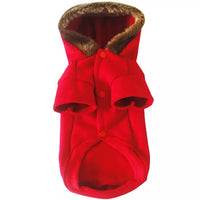 Warm Winter Hooded Jacket For Fido in A Lovely Shade of Red.