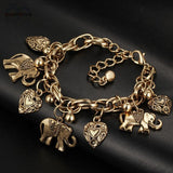 Vintage Elephant Heart Charm Bracelet